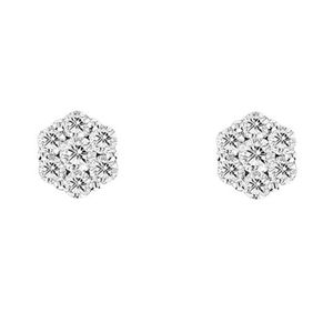 Luis Creations 1.00 Ct. Diamond Cluster Earring Set In 14K White Gold